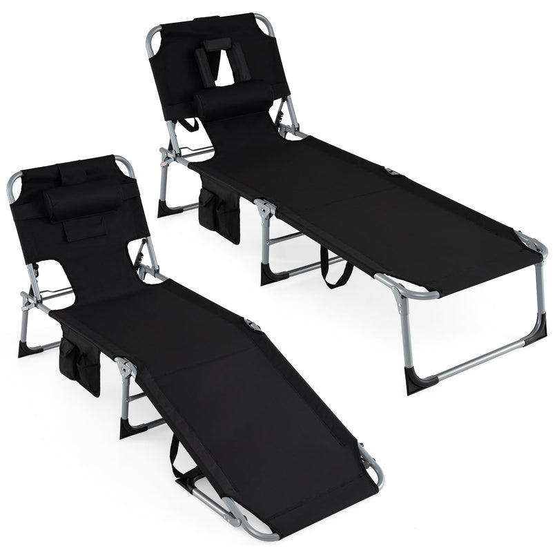 Chaise longue de plage pliante Giantex Face Down avec dossier réglable à 4 positions (1/2)