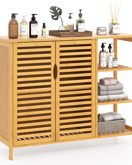 Giantex Bamboo Bathroom Storage Cabinet for Living Room