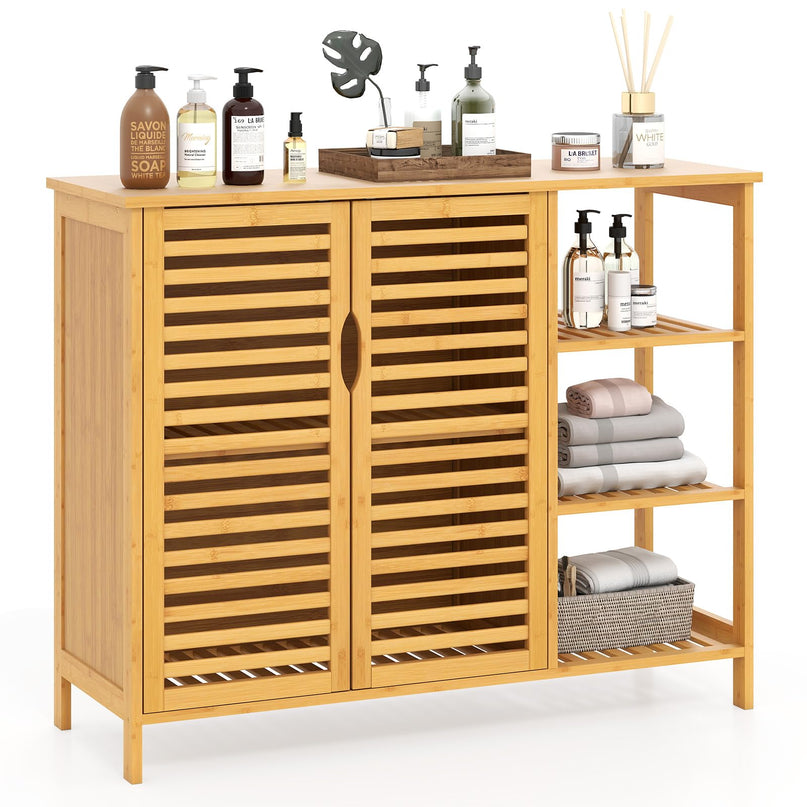 Giantex Bamboo Bathroom Storage Cabinet for Living Room