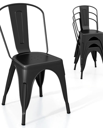 Giantex Metal Dining Chairs Set of 4, Farmhouse Kitchen Chairs with Removable Backrest