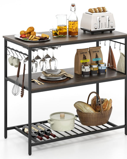 Giantex Kitchen Island with 3 Tier Storage Shelves, 48 Inch Baker Rack with Spacious Worktop
