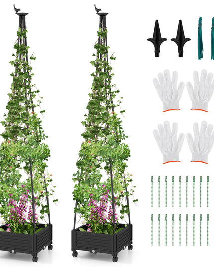 Giantex Rolling Raised Garden Bed with Climbing Trellis