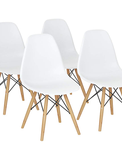Giantex Dining DSW Chairs with Linen Cushion, Modern Mid Century Shell Chairs w/ Wood Legs