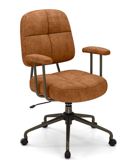 Giantex Mid Century Modren Office Chair, Fuax Leather Desk Chair w/Armrest & Mid Back