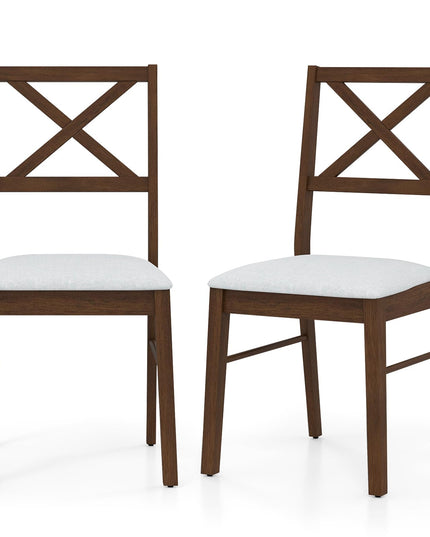 Giantex Wooden Dining Chairs Set of 2/4, Upholstered Kitchen Chairs w/Cross Back & Padded Seat