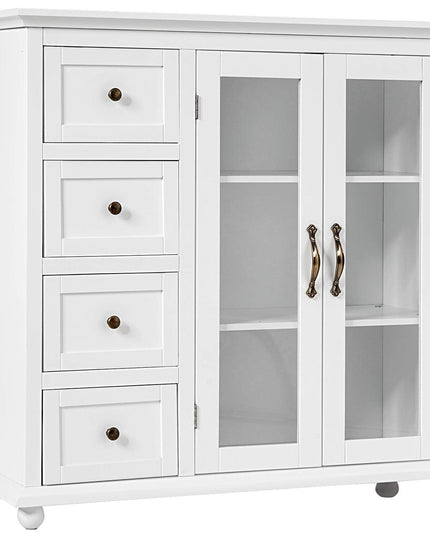 Giantex Buffet Sideboard with Storage - Kitchen Pantry Cabinet with 2 Doors, 4 Drawers, Adjustable Shelf