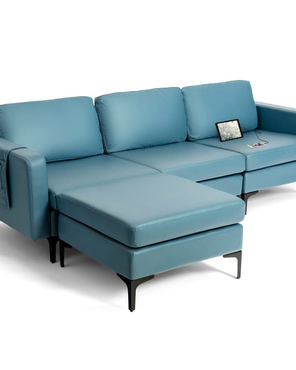 Giantex 94.5" L Convertible Sofa Couch, 3 Seat Sectional Sleeper with USB Ports & Socket