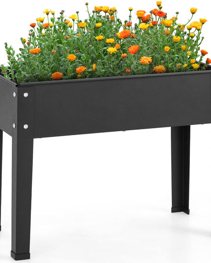 Giantex Raised Garden Bed, Metal Planter Box with Legs, Drain Hole, Outdoor Indoor Elevated Garden Box