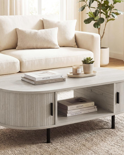Giantex 47.5" Mid Century Modern Center Table with Sliding Tambour Doors