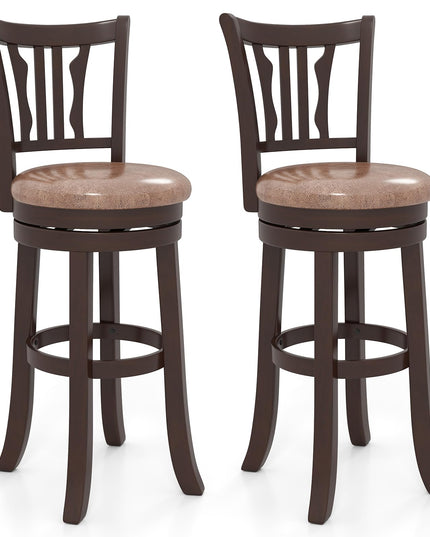 Giantex Swivel Bar Stools Set of 2/4 26"/30" Upholstered Counter Height Bar Chairs with Back