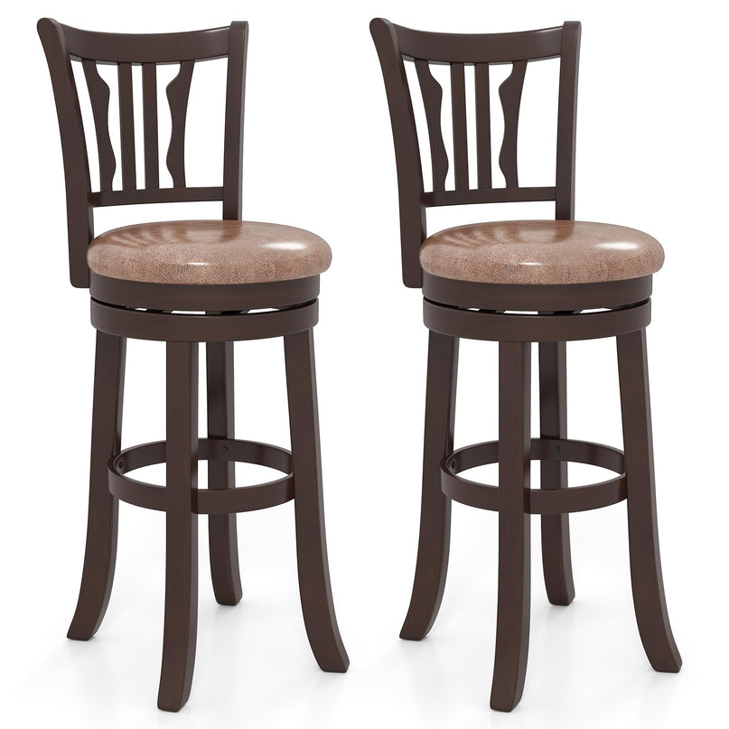 Giantex Swivel Bar Stools Set of 2/4 26"/30" Upholstered Counter Height Bar Chairs with Back