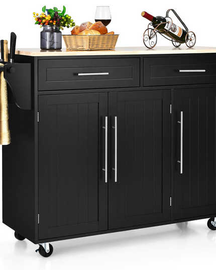 Giantex Kitchen Island Cart , 2 Drawers, 3 Door Cabinet