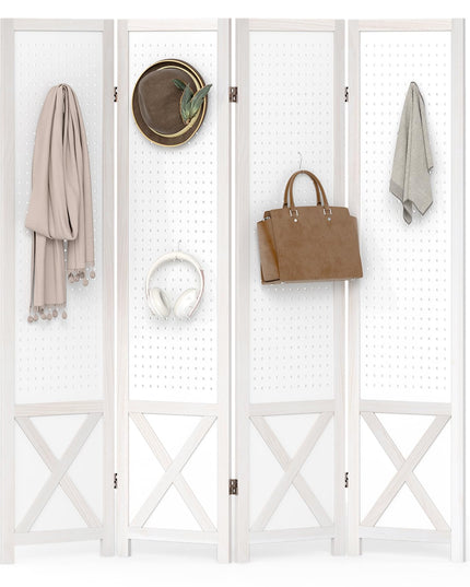 Giantex 4/6 Panel Pegboard Room Divider | 5.6FT Folding Privacy Screen with Peg Board Storage