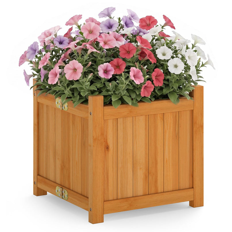 GIANTEX 15" Folding Wooden Planter Box with Removable Bottom