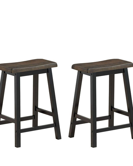Giantex Set of 2 Saddle Seat Stools, Wood Vintage Counter Height Chairs