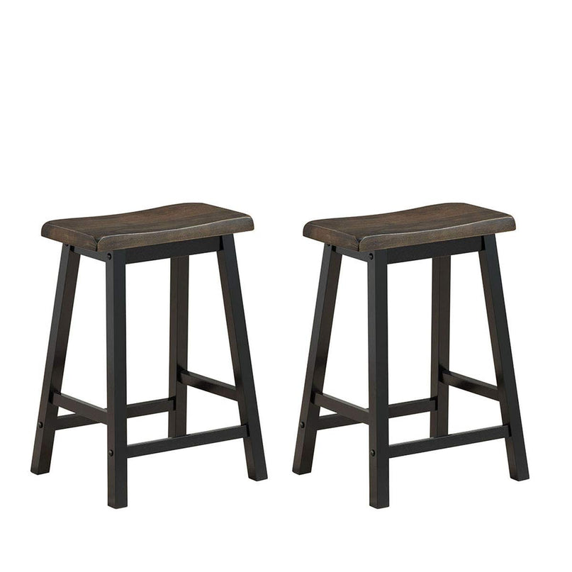 Giantex Set of 2 Saddle Seat Stools, Wood Vintage Counter Height Chairs
