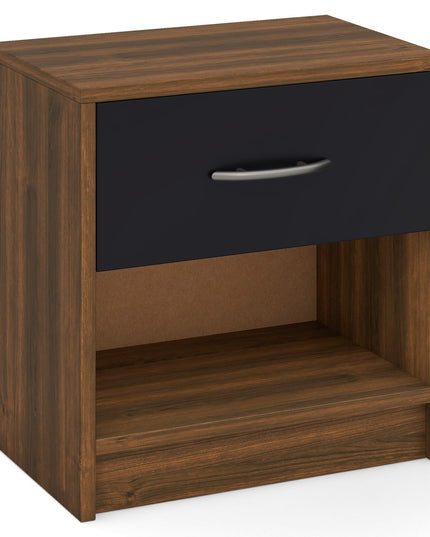 Giantex Night Stand Set of 1/2 with Drawer, Wood  End Table with Open Storage Shelf for Bedroom