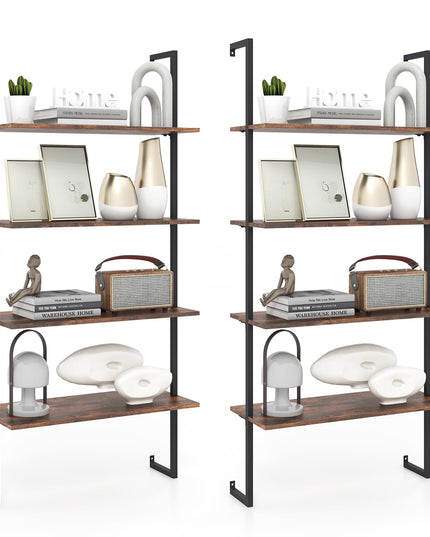 Giantex 4 Tier Modern Wall Mounted Bookshelf Set