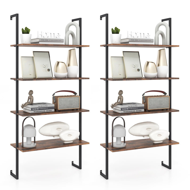 Giantex 4 Tier Modern Wall Mounted Bookshelf Set