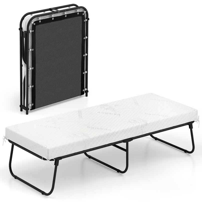 Giantex 75" x 31" Rollaway Guest Bed with Memory Foam & Heavy-Duty Metal Frame