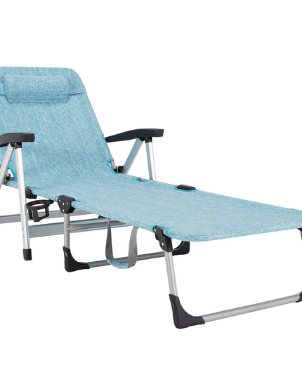 Patio Chaise Lounge Chair 7 Adjustable Position Folding Camping Cot