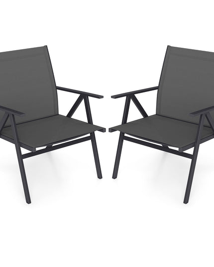 Giantex Patio Chairs Set of 2 w/Sturdy Metal Frame & Breathable Seat Back