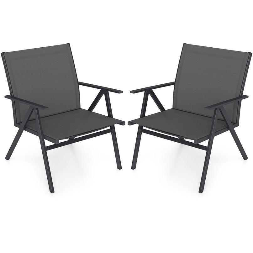 Giantex Patio Chairs Set of 2 w/Sturdy Metal Frame & Breathable Seat Back