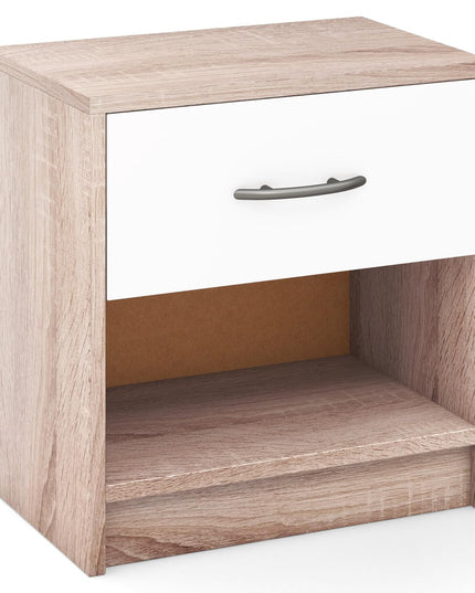 Giantex Night Stand Set of 1/2 with Drawer, Wood  End Table with Open Storage Shelf for Bedroom