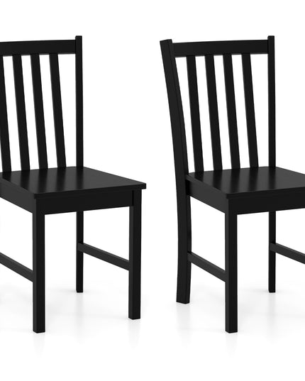 Giantex Wooden Dining Chairs Set of 2/4 100% Solid Rubber Wood Kitchen Chair