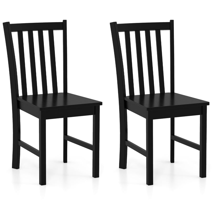 Giantex Wooden Dining Chairs Set of 2/4 100% Solid Rubber Wood Kitchen Chair