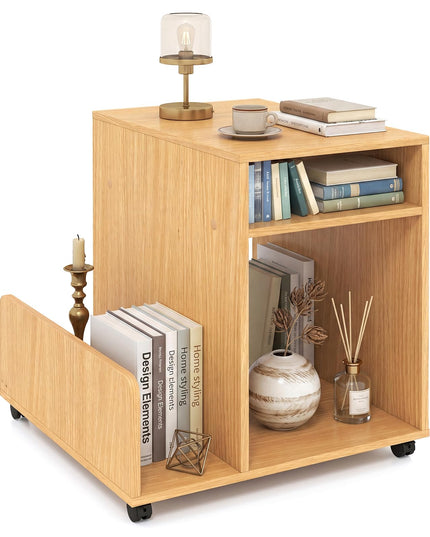 Giantex Rolling End Table with Storage 3-Tier Mobile Sofa Couch Side Table(1/2)