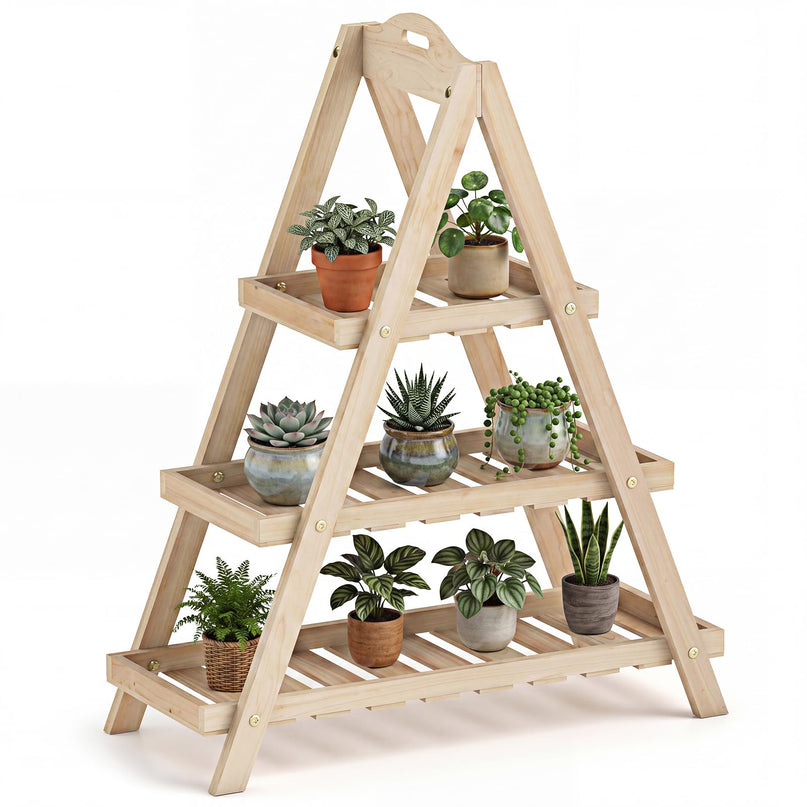 Giantex 3-Tier Plant Stand Indoor w/ Slatted Shelves