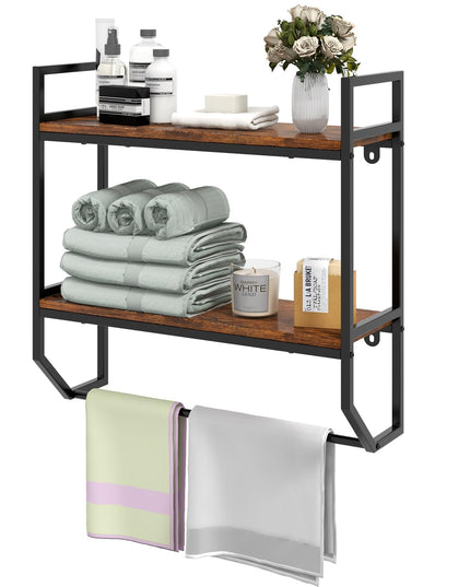Giantex Wall Mounted Bathroom Shelves with Towel Bar