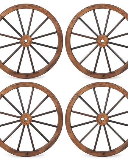 Giantex 30-Inch Wagon Wheels 4 Pieces, Decorative Wooden Wheels