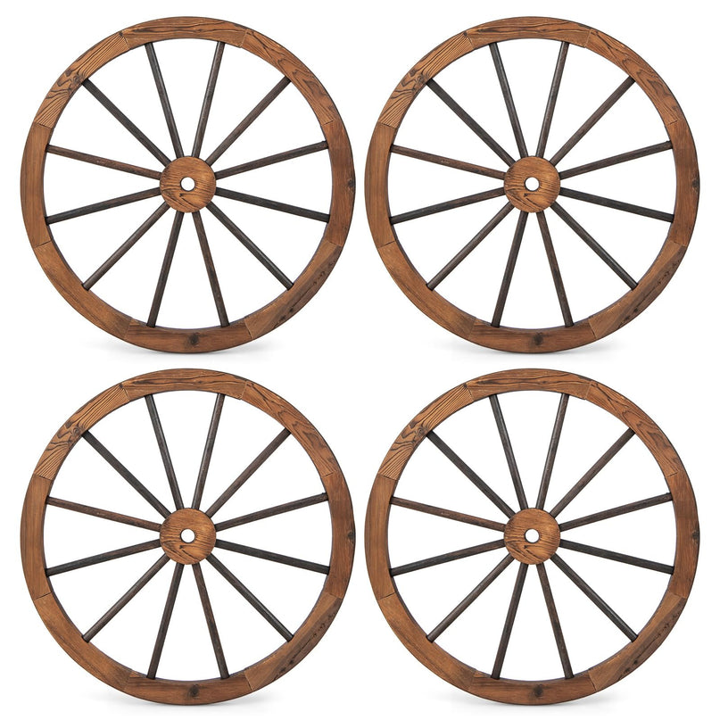 Giantex 30-Inch Wagon Wheels 4 Pieces, Decorative Wooden Wheels