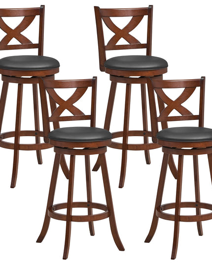Giantex Swivel Bar Stools Set of 2, Farmhouse Wooden Barstools with Back