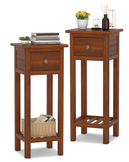 Small End Table | Wooden Slim Side Table for Small Space