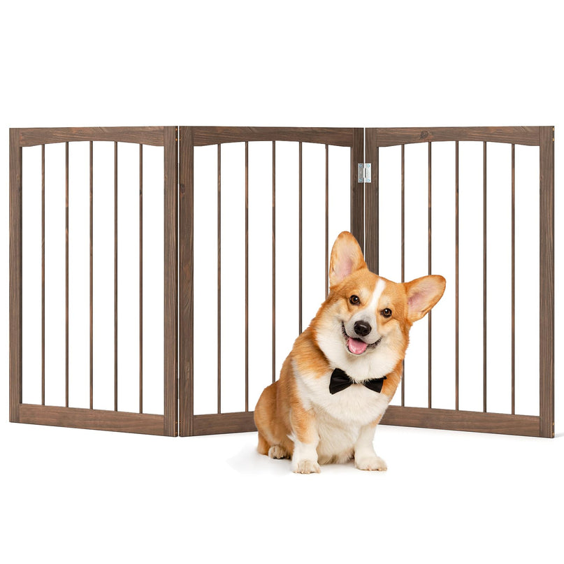 Giantex 63" W x 30" H Foldable 3-Panel Freestanding Dog Gate for Small Medium Dogs