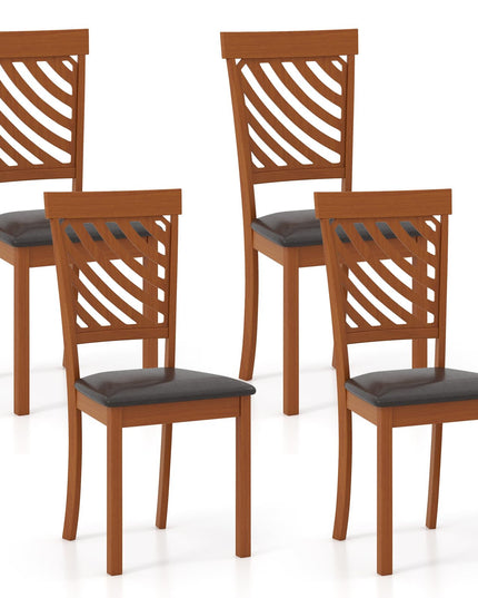 Giantex Dining Chair, Faux Leather Upholstered Kitchen Chairs w/Rubber Wood Legs & Ergonomic Back