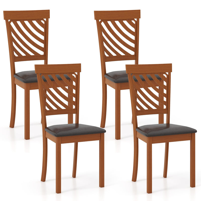 Giantex Dining Chair, Faux Leather Upholstered Kitchen Chairs w/Rubber Wood Legs & Ergonomic Back