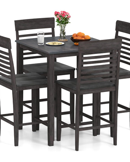 Giantex Counter-Height Square Kitchen Table and 4 Chairs Set with Rubber Wood Frame