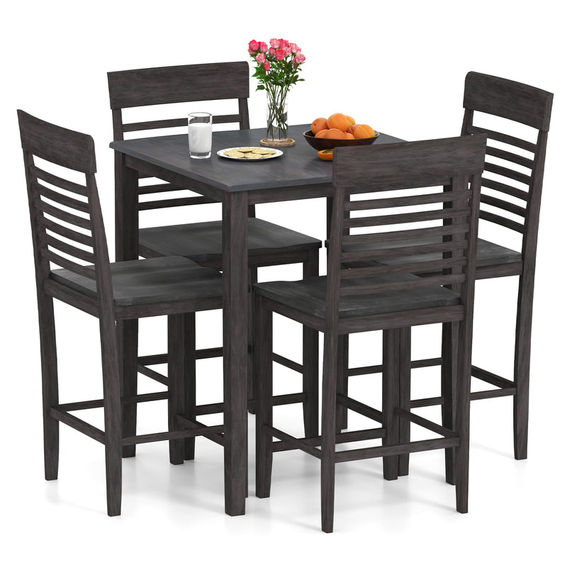 Giantex Counter-Height Square Kitchen Table and 4 Chairs Set with Rubber Wood Frame
