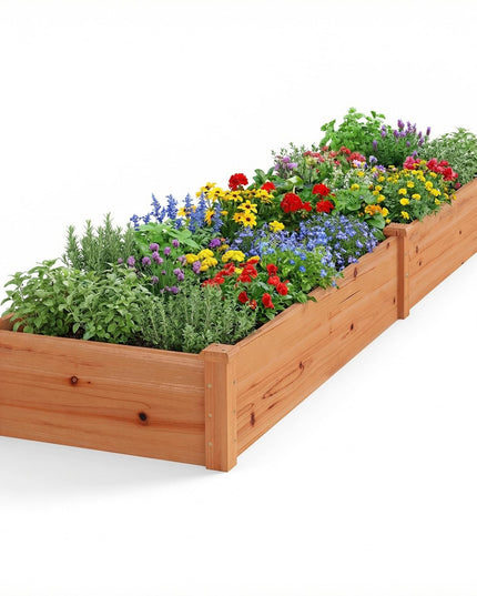 GIANTEX 95" Wooden Raised Garden Bed, Rectangular Planter Box(95” x 24” x 10”)