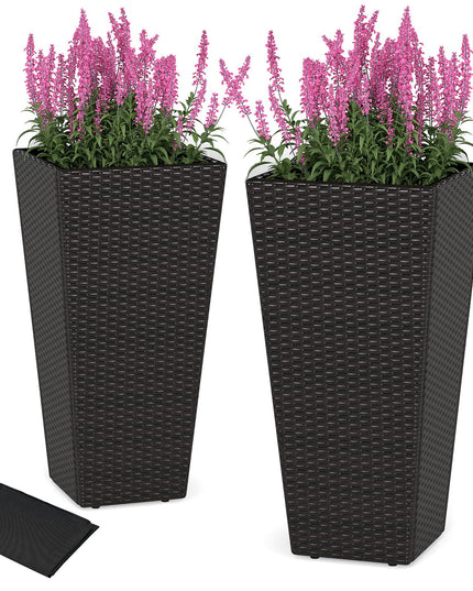 Giantex Set of 2 Outdoor Wicker Flower Pot