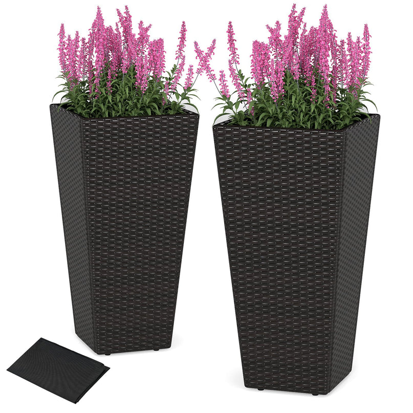 Giantex Set of 2 Outdoor Wicker Flower Pot