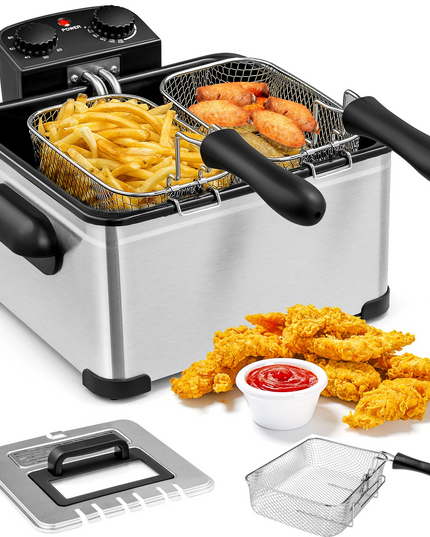 1700W Electric Deep Fryer with 3 Baskets - Giantex
