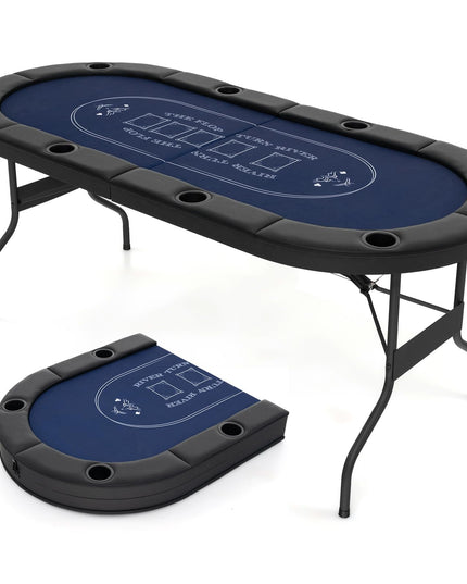 Giantex 8 Player Poker Table Foldable, 72" Portable Folding Texas Holdem Poker Tables w/Padded Rails