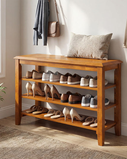 Giantex Mid-Century Modern Shoe Storage Bench for Entryway