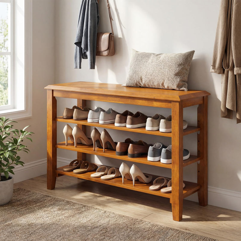 Giantex Mid-Century Modern Shoe Storage Bench for Entryway
