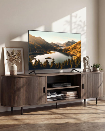 Giantex Fluted TV Stand for 80" TVs for Living Room